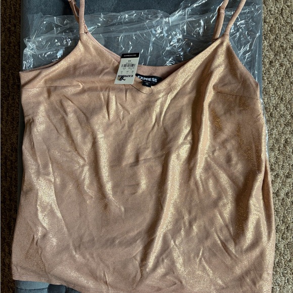 Express Tops - Express Metallic Rose Gold Lined Camisole Tank
